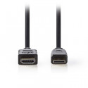 High Speed HDMI, Cable with Ethernet, HDMI Connector - HDMI Mini Connector, 2.0 m.