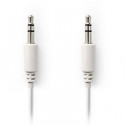 Stereo Audio Cable , 3.5 mm Male Slim - 3.5 mm Male Slim, 1.0m, White.
