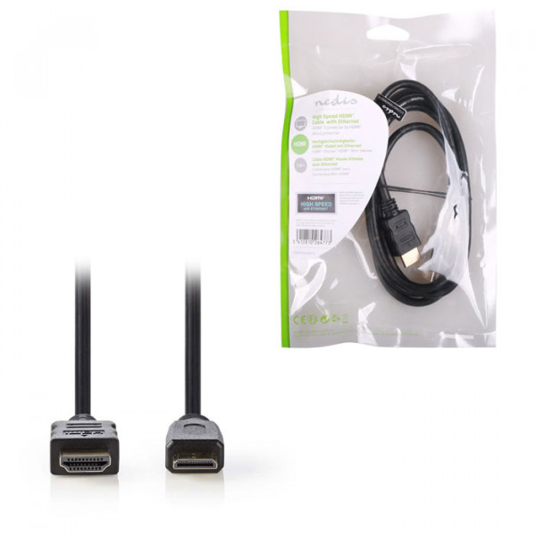 High Speed HDMI, Cable with Ethernet, HDMI Connector - HDMI Mini Connector, 1.5m.