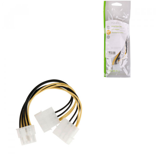 Internal power splitter cable EPS 8-pin - 2x Molex male 0.15m. 