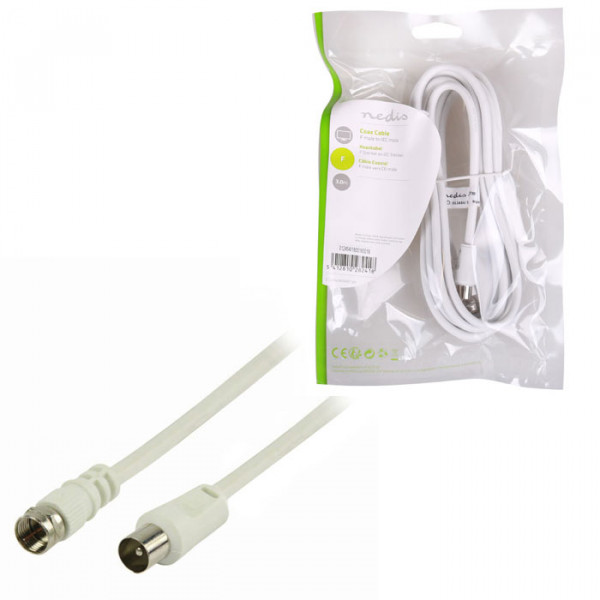 Antenna cable F male - RF male 3m white