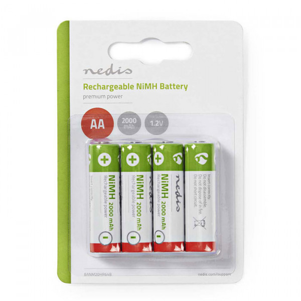 Rechargeable NiMH AA battery 2000 mAh, 4-blister 