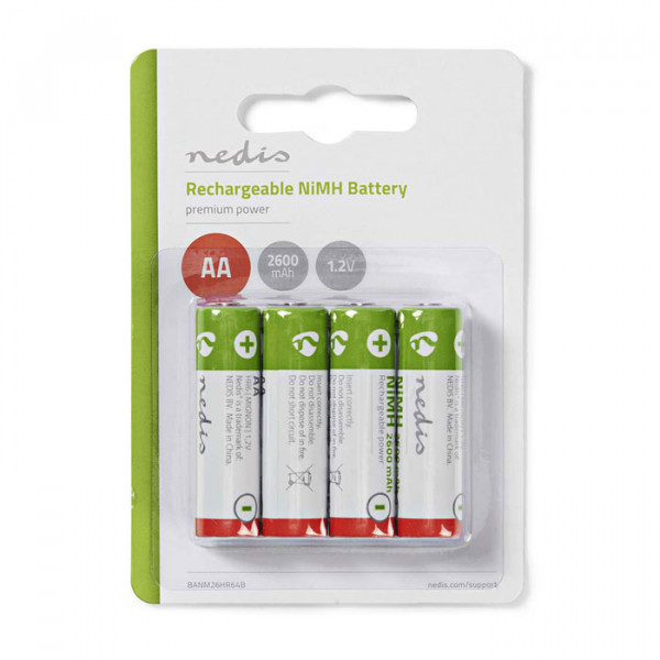 Rechargeable NiMH AA battery 2600 mAh, 4-blister 