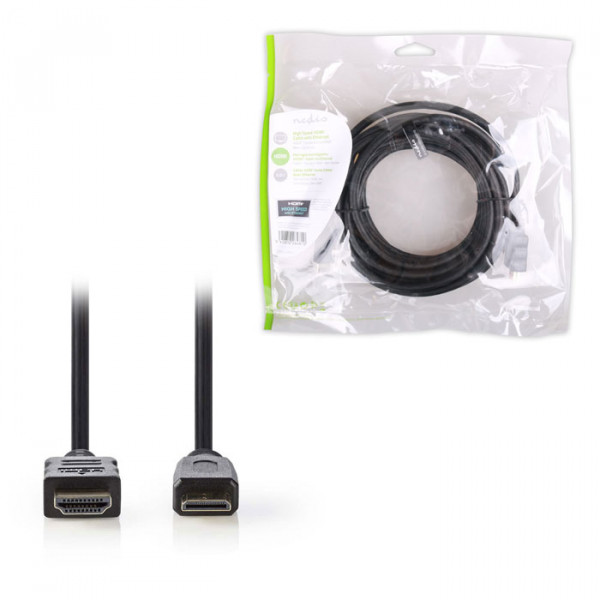 High Speed HDMI, Cable with Ethernet, HDMI Connector - HDMI Mini Connector, 5.0 m.