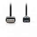 USB 2.0 Cable, Micro B Male - A Female, 0.2m, Black.
