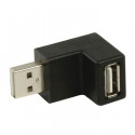 USB 2.0 Adapter,  A Male - A Female, 270° Angled, Black.