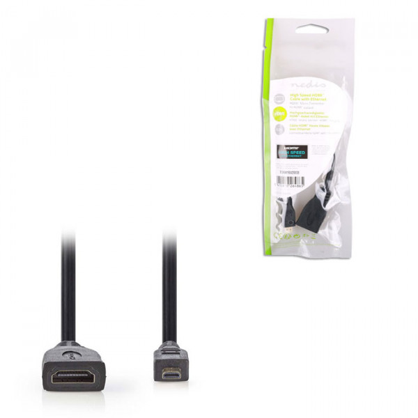 High Speed HDMI Cable with Ethernet, HDMI Micro Connector - HDMI Female, 0.2m.