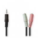 Stereo Audio Cable 3.5 mm Male - 2x 3.5 mm Female 0.20 m Black