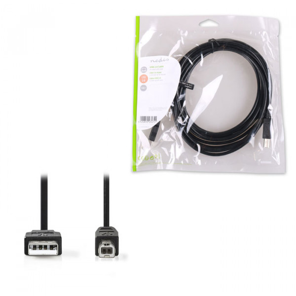 USB 2.0 Cable A Male-B Male 5.0 m Black