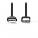 USB 2.0 Cable A Male-A Female 0.2m Black