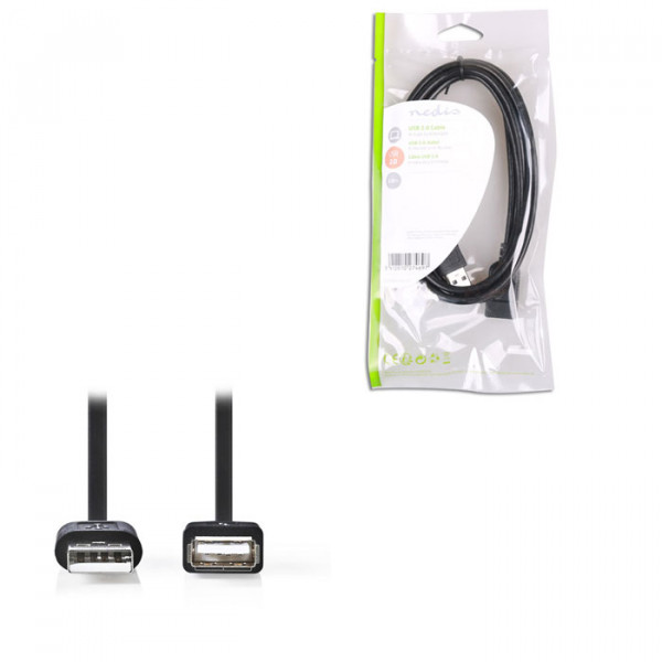 USB 2.0 Cable A Male-A Female 2.0m Black