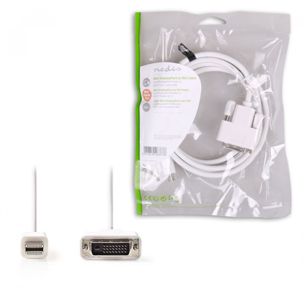 Mini DisplayPort - DVI Cable Mini DisplayPort Male - DVI-D 24+1-Pin Male 2.0m White