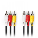 Composite Video Cable 3x RCA Male-3x RCA Male 1.5m Black