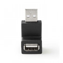 USB 2.0 Adapter A Male-A Female 90° Angled Black