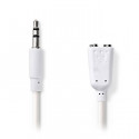 Stereo Audio Cable 3.5 mm Male - 2x 3.5 mm Male 0.2m White