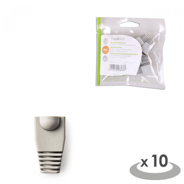 Strain Relief Boot for RJ45 Network Connectors -10 pieces Grey