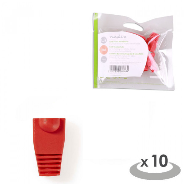 Strain Relief Boot for RJ45 Network Connectors -10 pieces Red