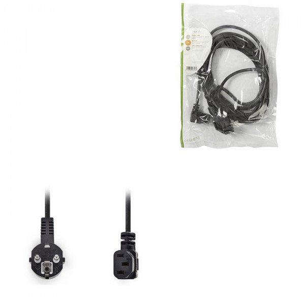 Power Cable Schuko Male Angled - IEC-320-C13 Angled 5.0m Black