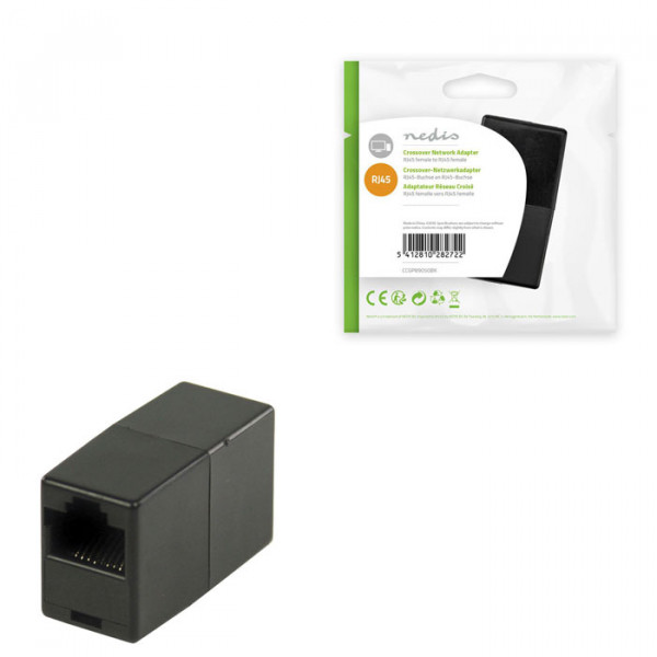 Cat 5 Crossover Network Adapter RJ45 Female - RJ45 Female Black