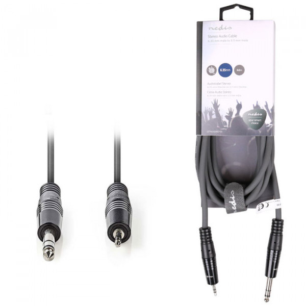 Stereo Audio Cable 6.35 mm Male - 3.5 mm Male 3.0 m Grey
