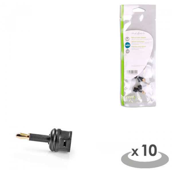 Optical Audio Adapter Optical 3.5 mm Male-TosLink Female 10 pieces Black
