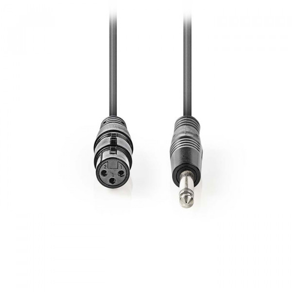 Unbalanced XLR Audio Cable XLR 3-pin Female - 6.35 mm Male 10 m Grey