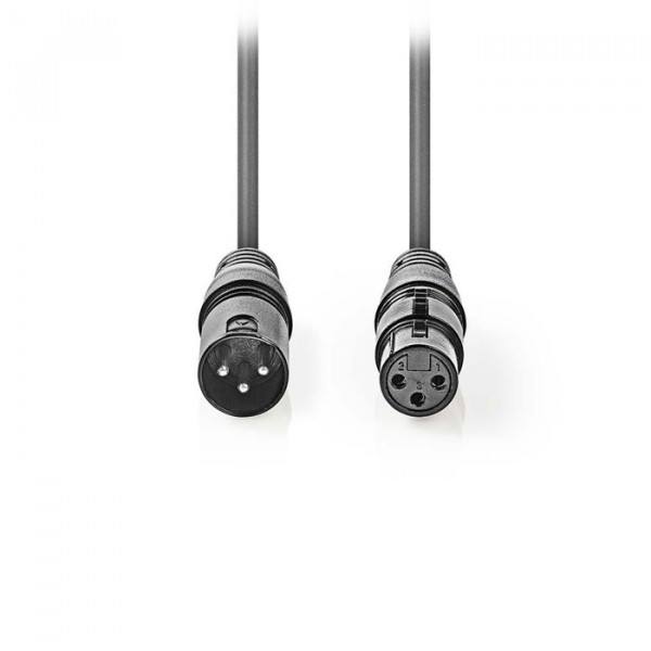 Balanced XLR Audio Cable XLR 3-Pin Male - XLR 3-Pin Female 10 m Grey