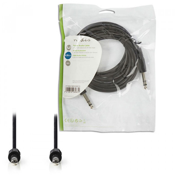 Stereo Audio Cable 6.35 mm Male - 6.35 mm Male 5.0 m Black