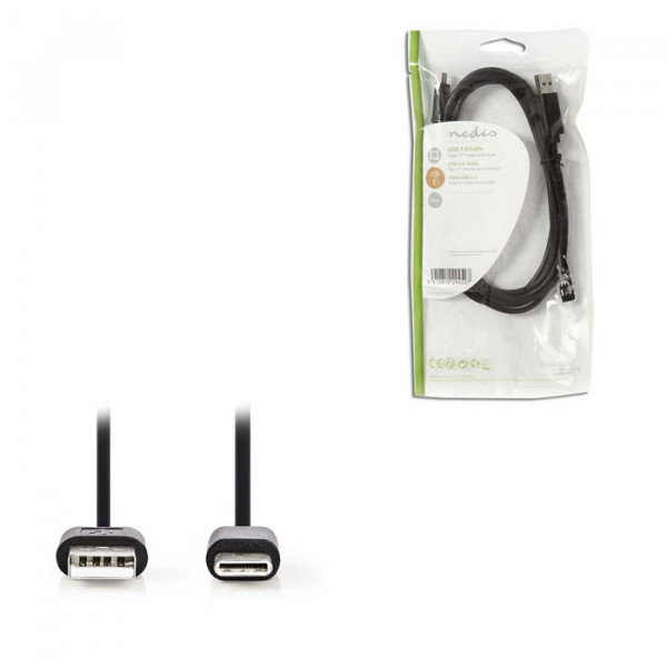 USB 2.0 Cable Type-C Male - A Male 2.0 m Black