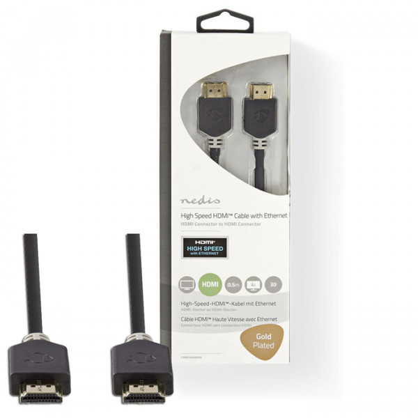 High Speed HDMI Cable with Ethernet, 0.5m Anthracite