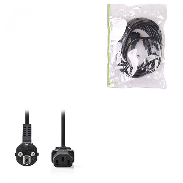 Power Cable Schuko Male Angled - IEC-320-C13 10m Black