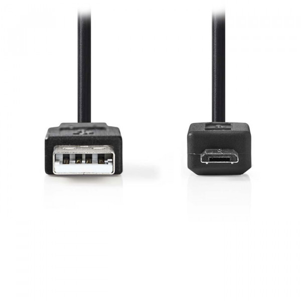 USB 2.0 Cable, USB A Male - Micro B male, 1.0m, Black. 