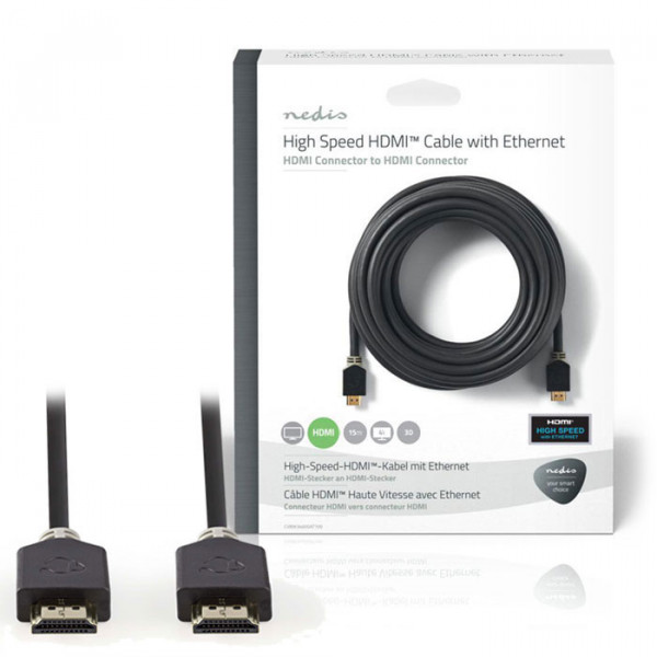 High Speed HDMI Cable with Ethernet, 15.0 m Anthracite 