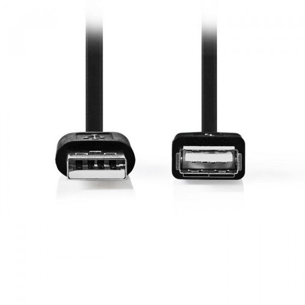 USB 2.0 Cable, USB A Male - USB A Female, 1.0m, Black. 