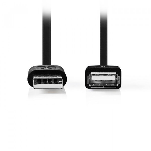 USB 2.0 Cable, USB A Male - USB A Female, 3.0m, Black. 