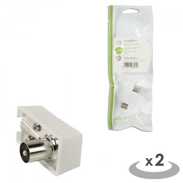 IEC (Coax) Connector Angled Male - Square Design - 2 pieces White