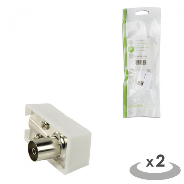 IEC (Coax) Connector Angled Female - Square Design - 2 pieces White