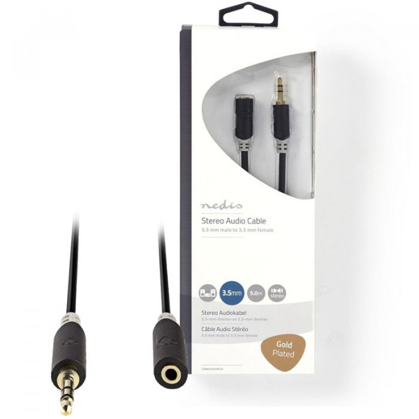 Stereo Audio Cable 3.5 mm Male - 3.5 mm Female 5.0 m Anthracite