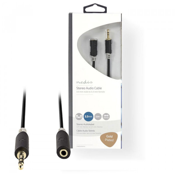 Stereo Audio Cable 3.5 mm Male - 3.5 mm Female 2.0 m Anthracite