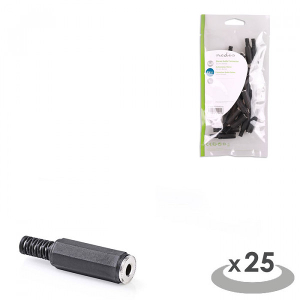 Jack Connector Stereo 3.5 mm Female 25 pieces Black