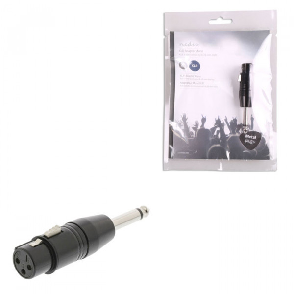 XLR Adapter Mono XLR 3-pin Female - 6.35 mm Male Black