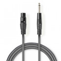 Unbalanced XLR Audio Cable XLR 3-pin Female - 6.35 mm Male 1.5 m Grey