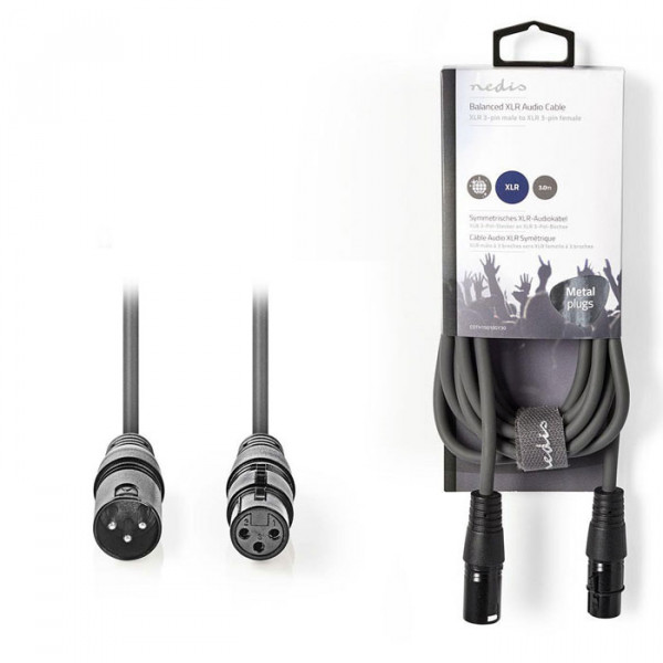 Balanced XLR Audio Cable XLR 3-Pin Male - XLR 3-Pin Female 3.0 m Grey