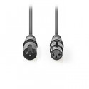 Balanced XLR Audio Cable XLR 3-Pin Male - XLR 3-Pin Female 3.0 m Grey
