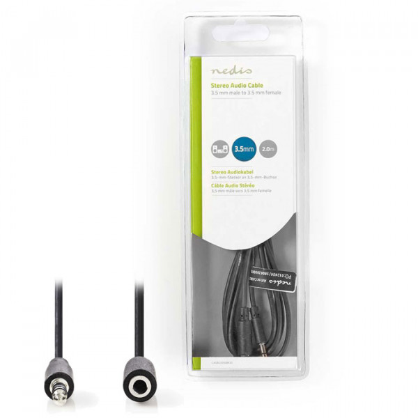 Stereo Audio Cable 3.5 mm Male - 3.5 mm Female 2.0 m Black