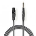 Unbalanced XLR Audio Cable XLR 3-pin Female - 6.35 mm Male 5.0 m Grey