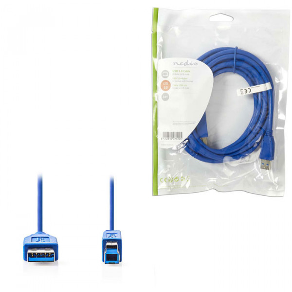 USB 3.0 Cable A Male - B Male 3.0 m Blue