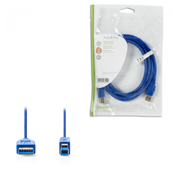 USB 3.0 Cable A Male - B Male 2.0 m Blue