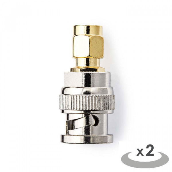 SMA - BNC Adapter SMA Male - BNC Male 2 pieces Gold/Metal