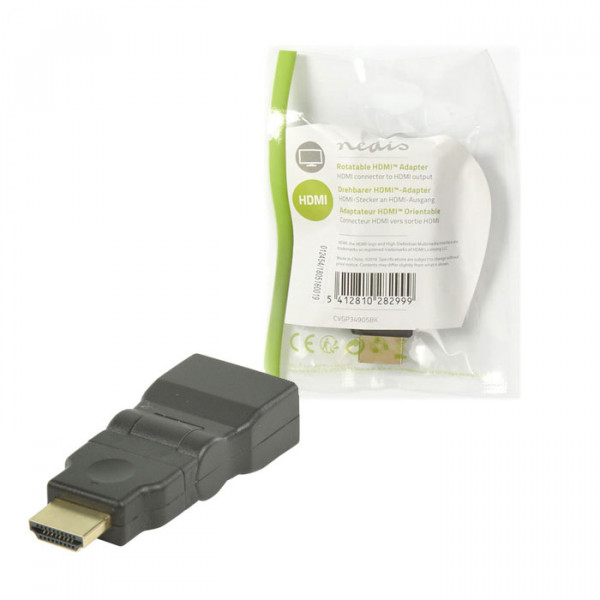 HDMI Adapter HDMI Connector - HDMI Female Rotatable Black